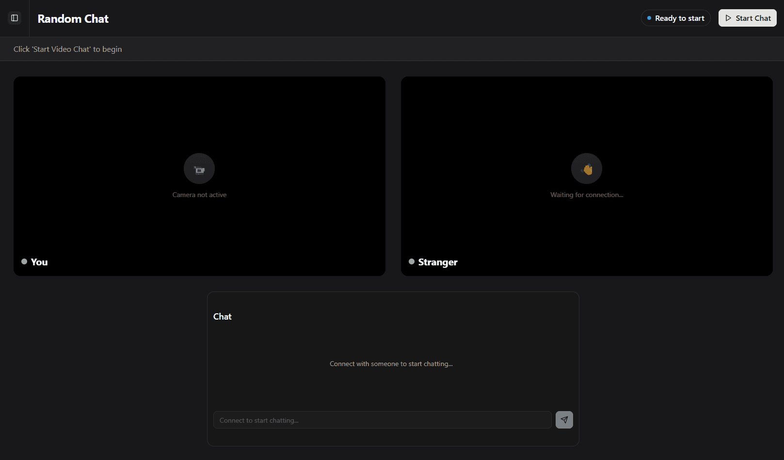 Random Chat application interface